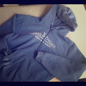 Hooded plush &warm sweatshirt "Lake Michigan"
